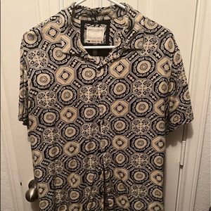 Denim& flower button down shirt